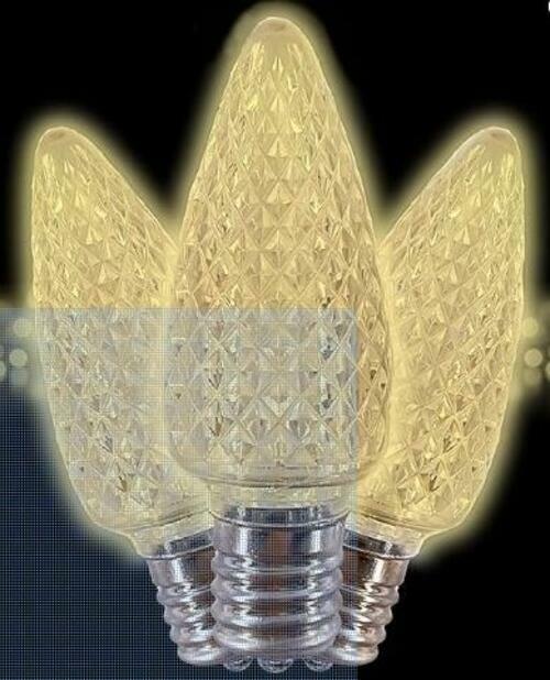 Holiday Light Depot 25 Pack C7 LED Christmas Bulbs Warm White E12 Base by Deal US
