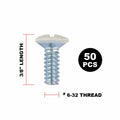 Henne Bery 3/8" 6-32 Thread Oval Head Wall Plate Screws 50 Pack Light Almond by Deal US