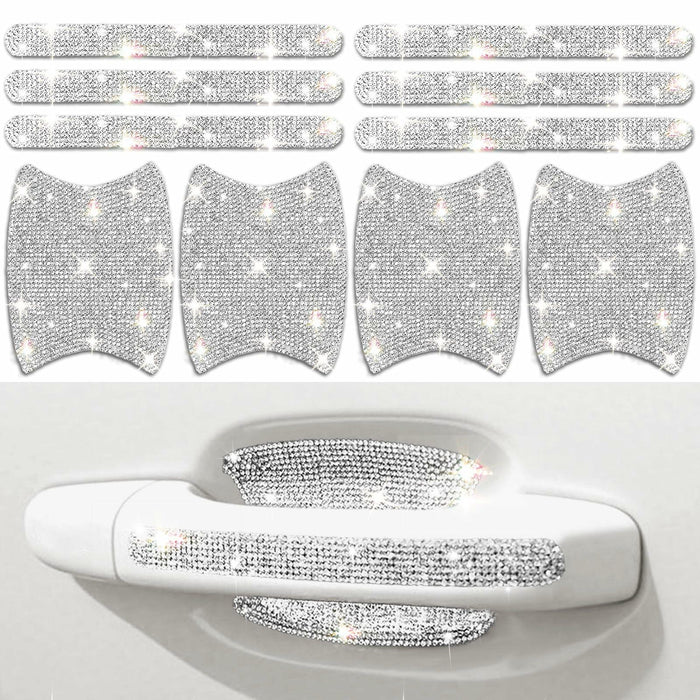 MUPEAK Car Door Handle Protector 10PCS White Sparkling Rhinestone Universal by Deal US