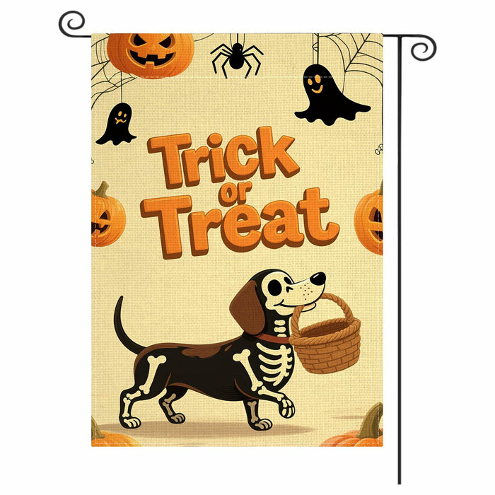Halloween Trick or Treat Garden Flag 12x18 Double Sided Ghost Dog by Deal US
