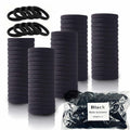 TANJY Black Hair Ties 100 Pcs Seamless Ponytail Holders Thick Hair by Deal US