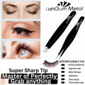 Sharp Pointy Eyebrow Tweezers Set Precision Slanted Black Facial Hair Tool by Deal US