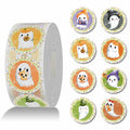 ZAEW Halloween Sticker Roll 500pcs 1.5" Colored Ghosts Round Decals by Deal US