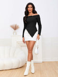 MakeMeChic Y2K Off Shoulder Long Sleeve Knit Top Black Size S by Deal US