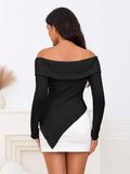 MakeMeChic Y2K Off Shoulder Long Sleeve Knit Top Black Size S by Deal US