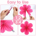 Telooco 9Pcs Pink Paper Fans & Flowers Party Decorations Hanging Set by Deal US