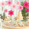 Telooco 9Pcs Pink Paper Fans & Flowers Party Decorations Hanging Set by Deal US