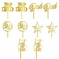 Yetxel Gold Flash Acrylic Happy Birthday Dad Cake Topper Set of 10 by Deal US