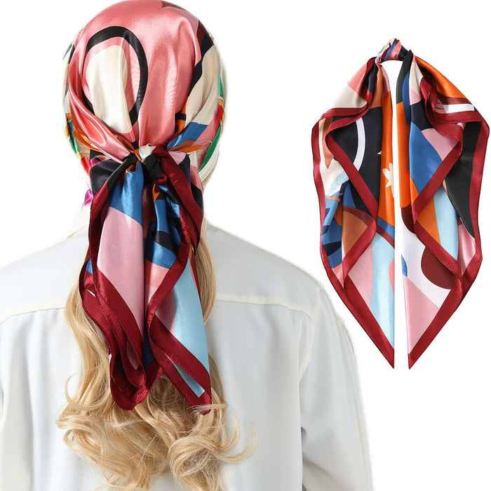 SHJINJU Women's 35" Satin Silk Hair Scarf Wrap Floral Print 1 Style Size 35" by Deal US