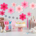 Telooco 9Pcs Pink Paper Fans & Flowers Party Decorations Hanging Set by Deal US