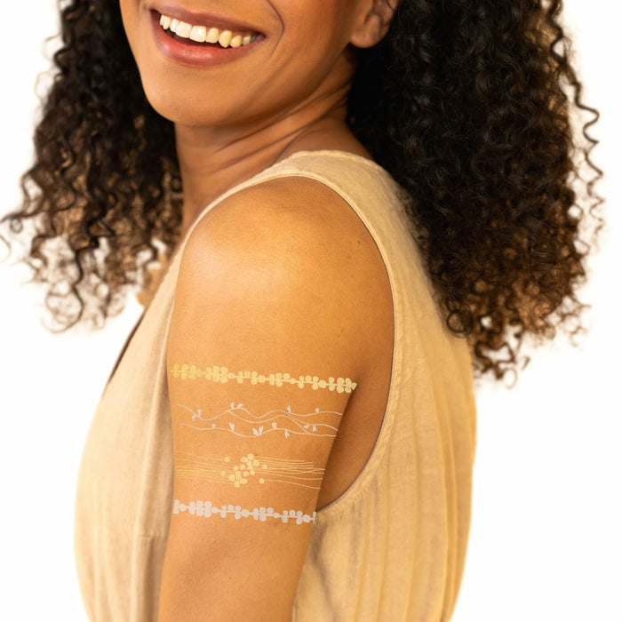 Tattly Metallic Festival Temporary Tattoos 20 Pieces Skin-Safe Vegan Ink by Deal US
