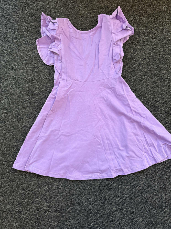 Dutebare Toddler Ruffle Trim A-line Belted Dress Light Purple Size 5T by Deal US