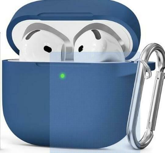 Seltureone AirPods 4 Case Soft Silicone Shockproof Keychain Midnight Blue by Deal US
