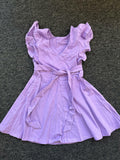 Dutebare Toddler Ruffle Trim A-line Belted Dress Light Purple Size 5T by Deal US