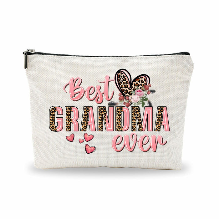 Nuckxy Best Grandma Ever Cosmetic Bag Pink Leopard Print by Deal US