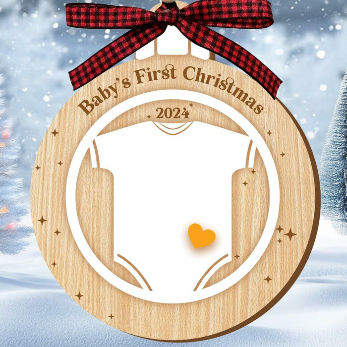DEARMINE Baby First Christmas Ornament 2024 Wood Writable Newborn Gift by Deal US