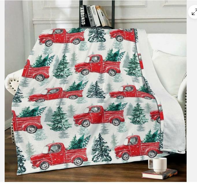 Christmas Red Truck Throw Blanket Cozy Flannel Couch Bed 80x60 by Deal US
