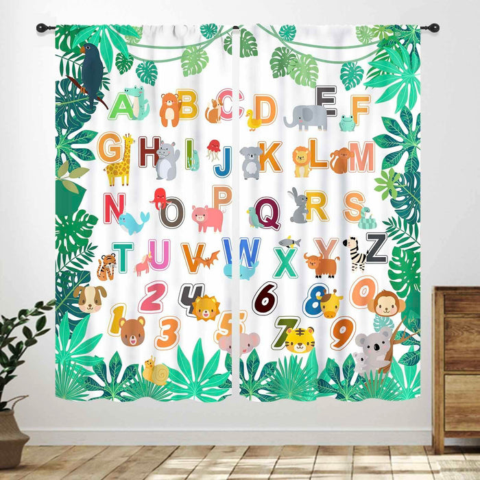 Lnepty Kids Alphabet ABC Curtains Woodland Animal Nursery 2pcs 42x45 by Deal US