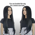 Morticia Long Straight Braided Wig Girls Middle Part Costume Holiday Party by Deal US