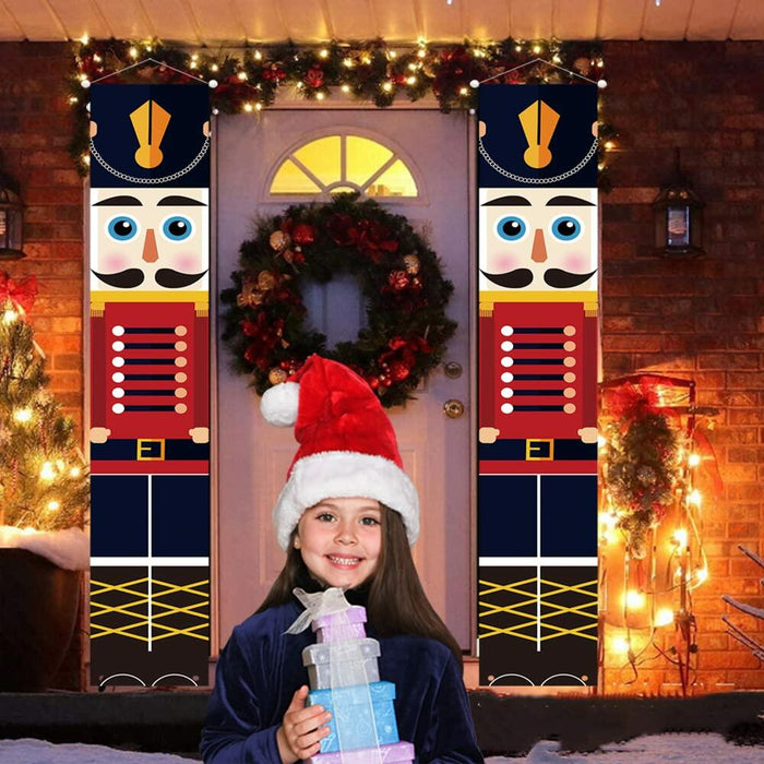 Nutcracker Christmas Banner Porch Sign Front Door Indoor Outdoor Decor by Deal US