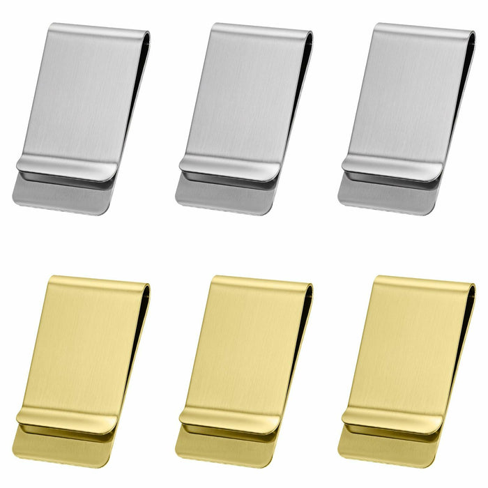 Qianyu Slim Money Clip 6 Pack Stainless Steel Cash Card Holder Gold Silver by Deal US