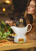 Nucookery Large 17 Oz Porcelain Gravy Boat with Warmer White by Deal US