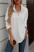 SHEWIN Women Oversized Button Up Sweatshirt Blue Size S by Deal US