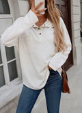 SHEWIN Women Oversized Button Up Sweatshirt Blue Size S by Deal US