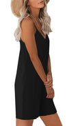 Qnasey Women Sleeveless Romper Jumpsuit Adjustable Straps Pockets Black L by Deal US