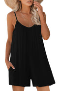 Qnasey Women Sleeveless Romper Jumpsuit Adjustable Straps Pockets Black L by Deal US