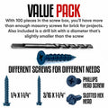 Grrrgooo 1/4 x 1-1/4 Concrete Screws Slotted Hex Washer Head 100pcs by Deal US