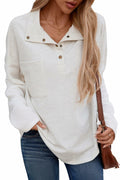 SHEWIN Women Oversized Button Up Sweatshirt Blue Size S by Deal US