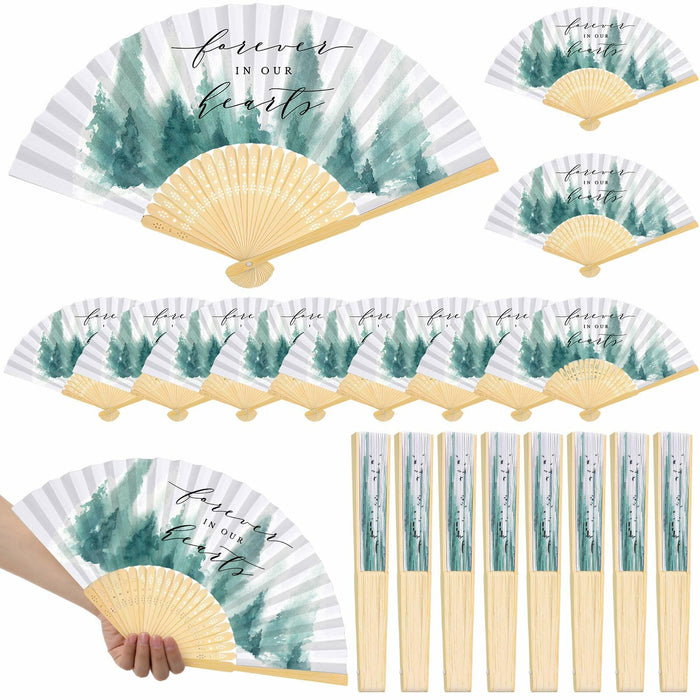 Threehoney 25pcs Funeral Memorial Folding Fans Sympathy Condolence Gifts by Deal US