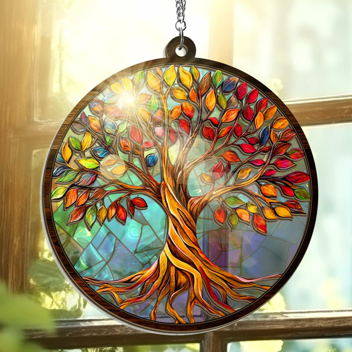 AVERXO Tree of Life Viking Suncatcher Window Hanging Decor 6in Open Box by Deal US