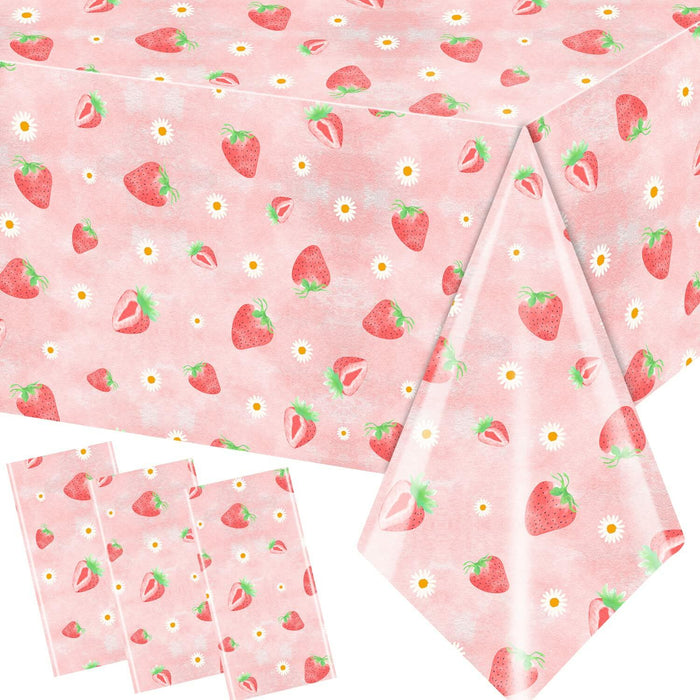 HAKOTI 3 Pack Strawberry Tablecloth Berry Theme Birthday Party Decor by Deal US