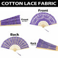 TopTie Dark Blue Lace Folding Fan Bamboo Hand Fan with Tassel by Deal US