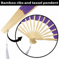 TopTie Dark Blue Lace Folding Fan Bamboo Hand Fan with Tassel by Deal US