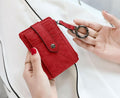 AOXONEL RFID Leather Keychain Wallet Credit Card Holder Coin Purse Red by Deal US