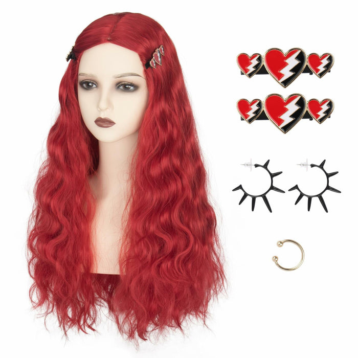 Miss U Hair Long Wavy Red Wig Women Middle Part Hair Clips Cosplay Halloween by Deal US