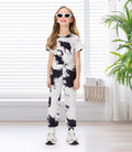 Hvididan Girls Tie Dye Twist Front Top & Sweatpants Set Black White Size 9-10Y by Deal US