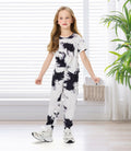 Hvididan Girls Tie Dye Twist Front Top & Sweatpants Set Black White Size 9-10Y by Deal US