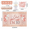 Holkcog Happy 10th Birthday Decorations Girl Rose Gold Banner Party Supplies by Deal US