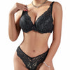 Lace Lingerie Set T-Shirt Bra Carbon Silver Print Bandeau Bra Black Size XL