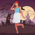 POEWAUVE Women Halloween Fast Food Costume Set Wig Apron Socks Gloves by Deal US