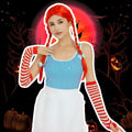 POEWAUVE Women Halloween Fast Food Costume Set Wig Apron Socks Gloves by Deal US
