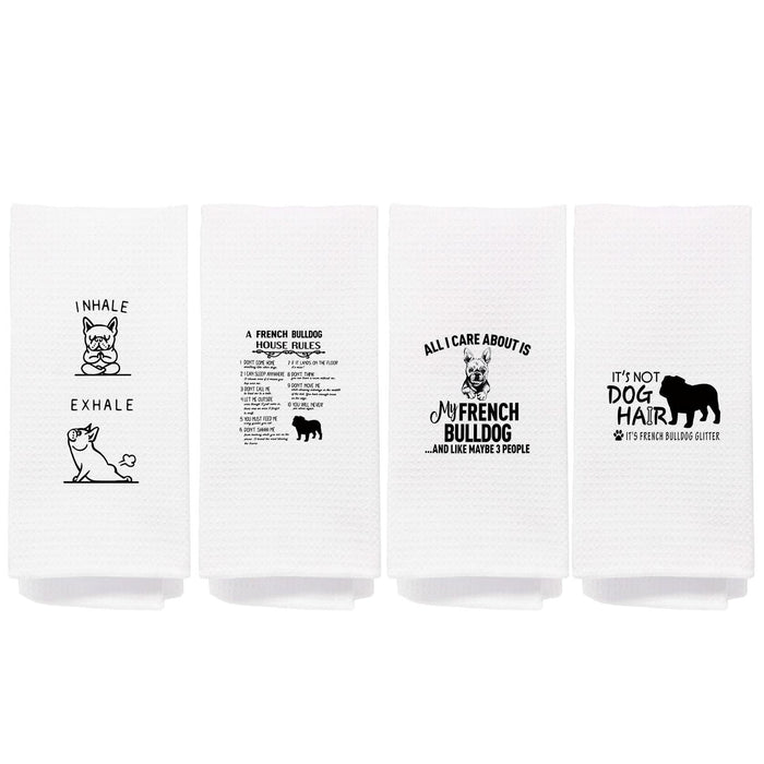 NEGIGA French Bulldog Kitchen Towels 16x24 Set of 4 Frenchie Mom Gifts by Deal US