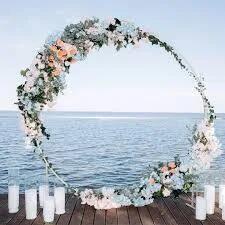 HEOMU Round Backdrop Balloon Arch Stand 7.3FT Gold Metal Art Deco by Deal US