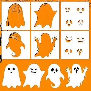 Weysat 8 Pcs Large Ghost Halloween Stencils Reusable for Crafts Yard Art by Deal US