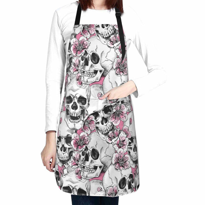 Fenmshairy Sugar Skull Flower Chef Apron Adjustable Neck 2 Pockets One Size by Deal US