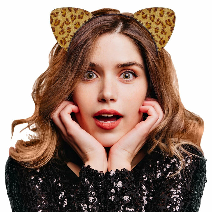 IGMaryBox Cat Ears Headband Black Velvet Leopard Print Animal Hairband by Deal US